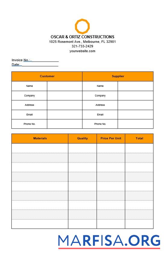 Downloadable Basic Construction Invoice Template